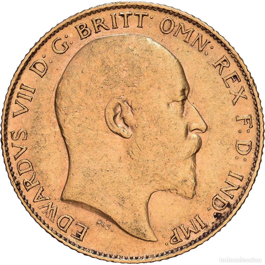 Monedas antiguas de Europa: [#1203538] Gran Breta&ntilde;a, Edward VII, 1/2 Sovereign, 1908, British Royal Mint, Oro, MBC+