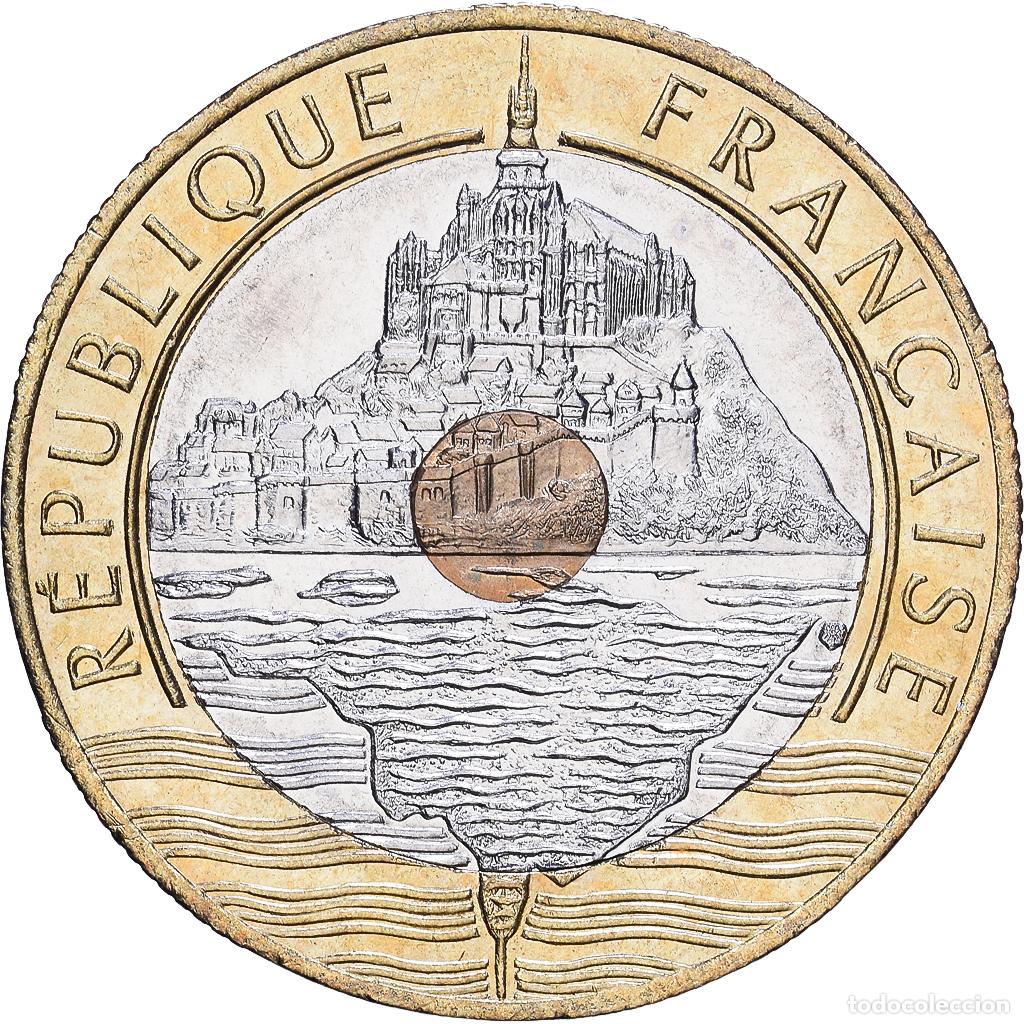 Monedas antiguas de Europa: [#1531166] Francia, 20 Francs, Mont Saint Michel, 1992, Paris, Trimet&aacute;lico, SC+, KM:1008.2