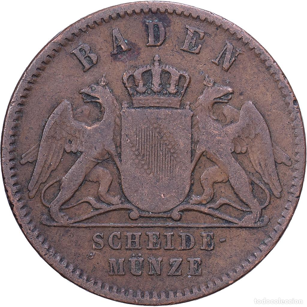 Monedas antiguas de Europa: [#1530925] Estados alemanes, BADEN, Friedrich I, Kreuzer, 1861, Cobre, MBC, KM:242