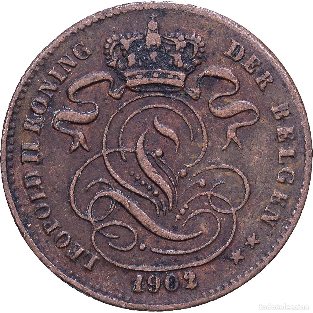 Monedas antiguas de Europa: [#1530986] B&eacute;lgica, Leopold II, Centime, 1902, Cobre, BC+, KM:34.1
