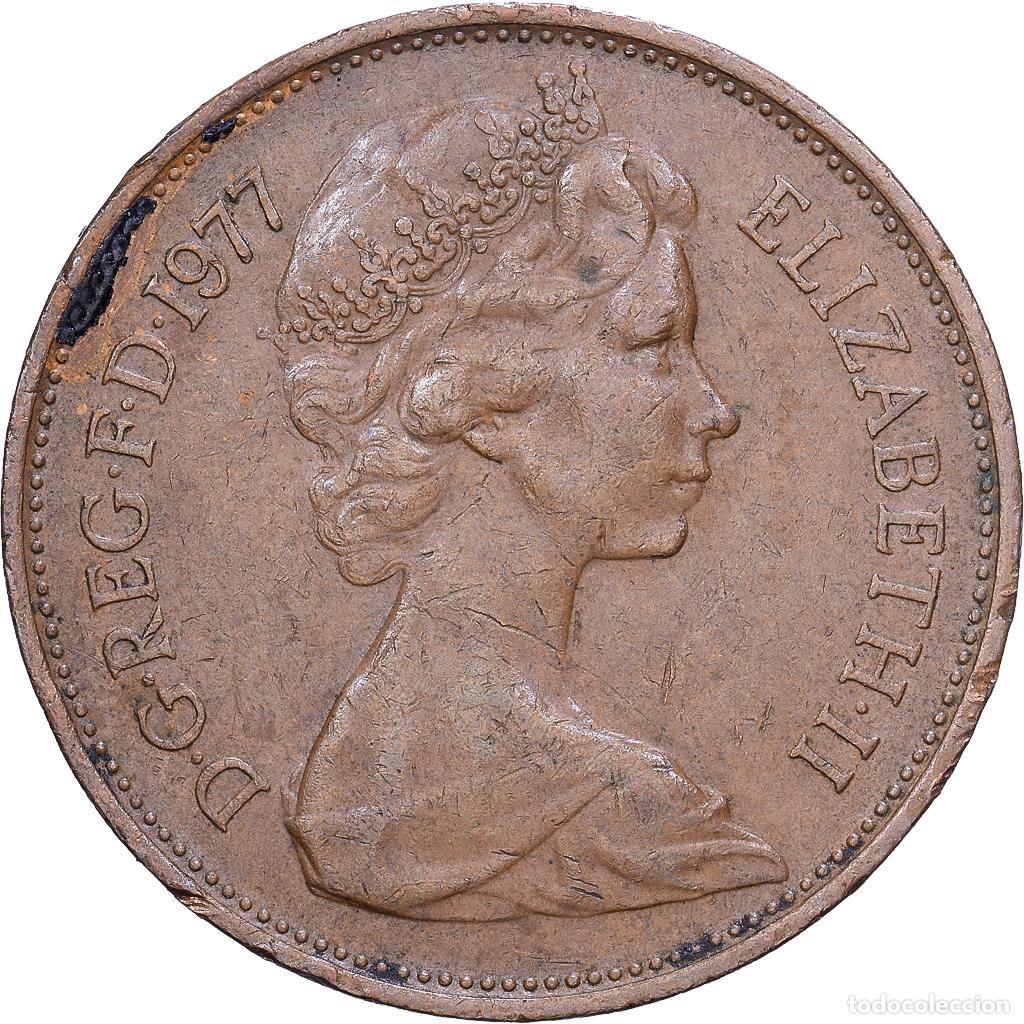 Monedas antiguas de Europa: [#1531000] Isla de Man, Elizabeth II, 2 New Pence, 1977, British Royal Mint, Bronce, MBC