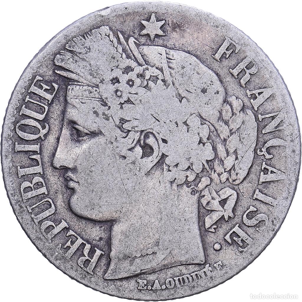 Monedas antiguas de Europa: [#1531225] Francia, Franc, C&eacute;r&egrave;s, 1849, Paris, Plata, BC+, Gadoury:457, KM:759.1