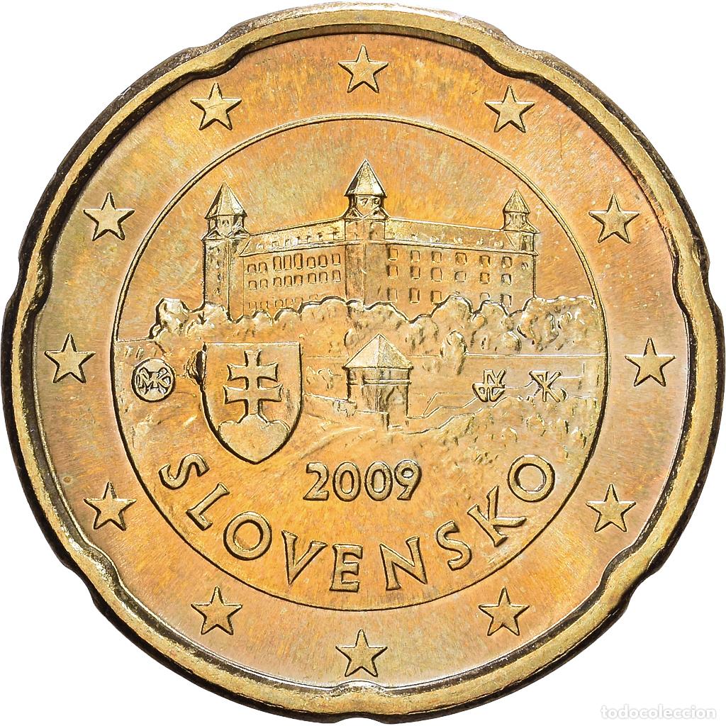 Monedas antiguas de Europa: [#1514156] Eslovaquia, 20 Centimes, le ch&acirc;teau de Bratislava, 2009, Kremnica, Nordic gold