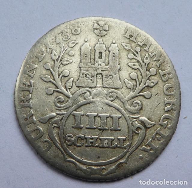 Monedas antiguas de Europa: ALEMANIA CIUDAD LIBRE HAMBURGO 4 SCHILLING 1738