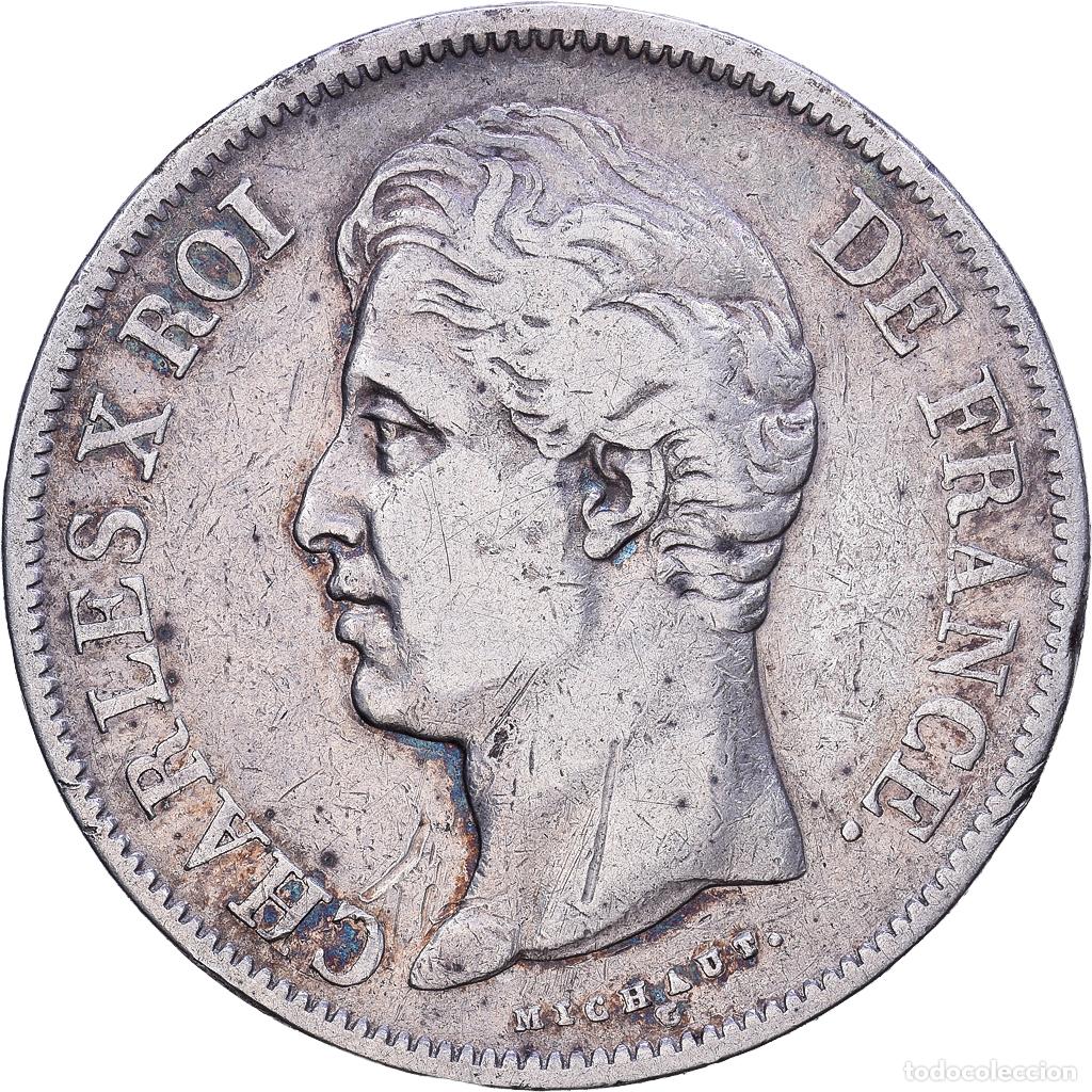 Monedas antiguas de Europa: [#1531294] Francia, Charles X, 5 Francs, 1828, Lille, Plata, BC+, Gadoury:644