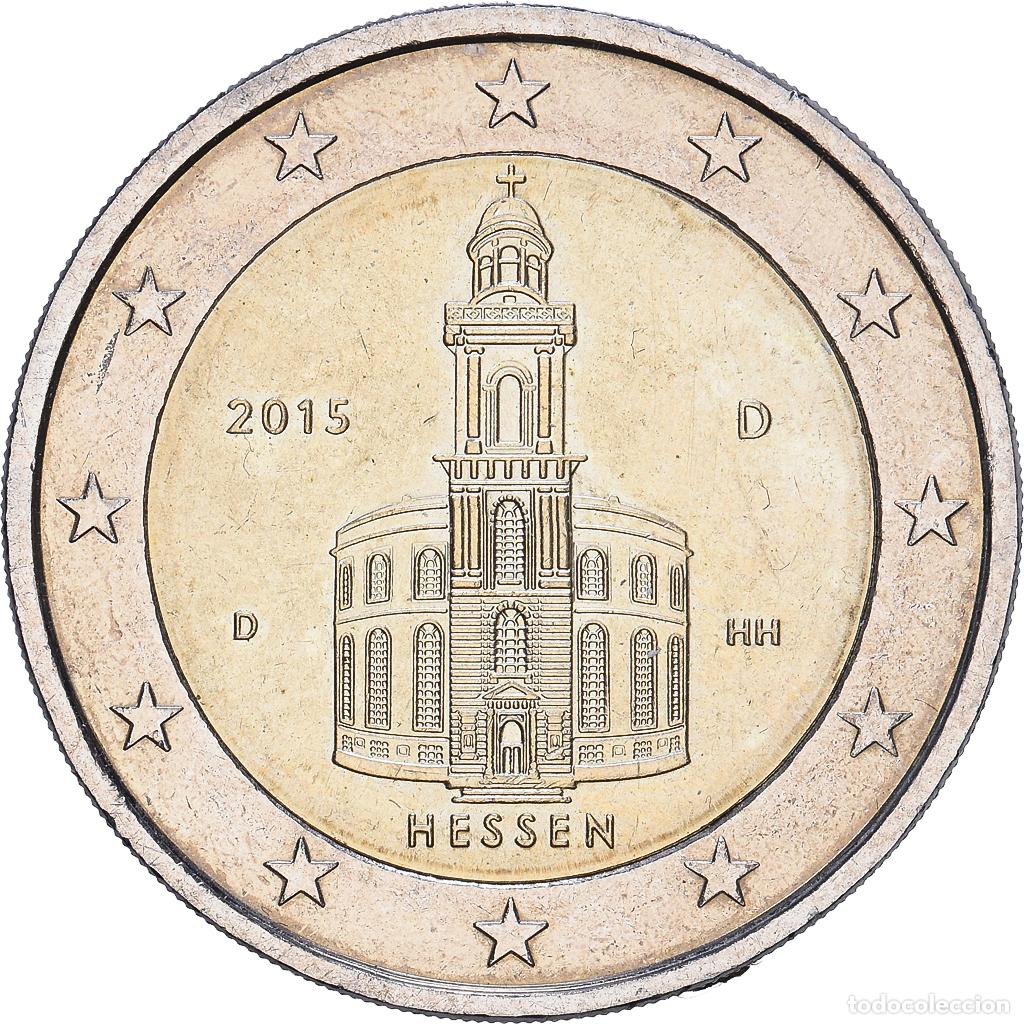 Monedas antiguas de Europa: [#1547953] Alemania, 2 Euro, Hessen, Error Coin Alignment, 2015, Munich, Bimet&aacute;lico, MBC+
