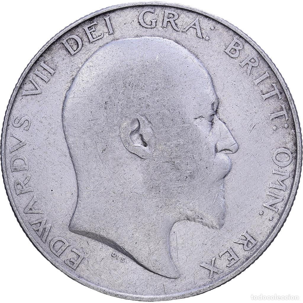 Monedas antiguas de Europa: [#1531196] Gran Breta&ntilde;a, Edward VII, 1/2 Crown, 1909, British Royal Mint, Plata, BC+