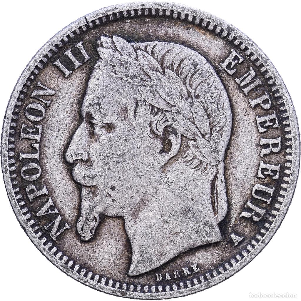 Monedas antiguas de Europa: [#1531221] Francia, Napoleon III, Franc, 1867, Paris, Plata, BC+, Gadoury:463, KM:806.1