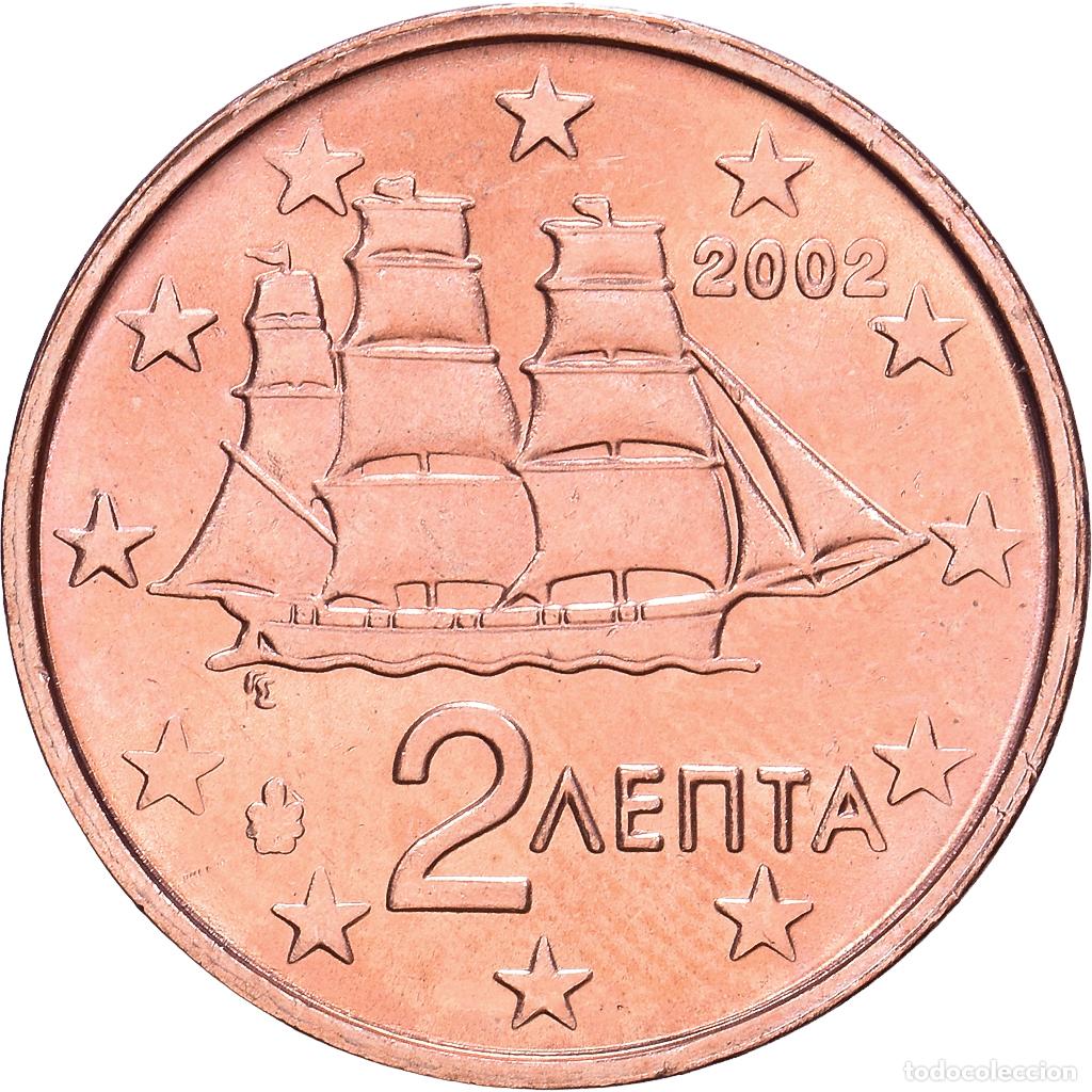Monedas antiguas de Europa: [#1514256] Grecia, 2 Centimes, 2002, Athens, Cobre chapado en acero, SC