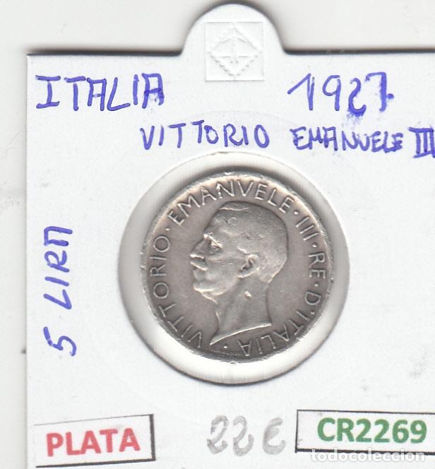 Monedas antiguas de Europa: CR2269 MONEDA ITALIA 5 LIRAS 1927 PLATA MBC