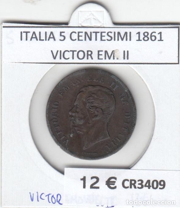 Monedas antiguas de Europa: CR3409 MONEDA ITALIA 5 CENTESIMI 1861 VICTOR EM. II BC