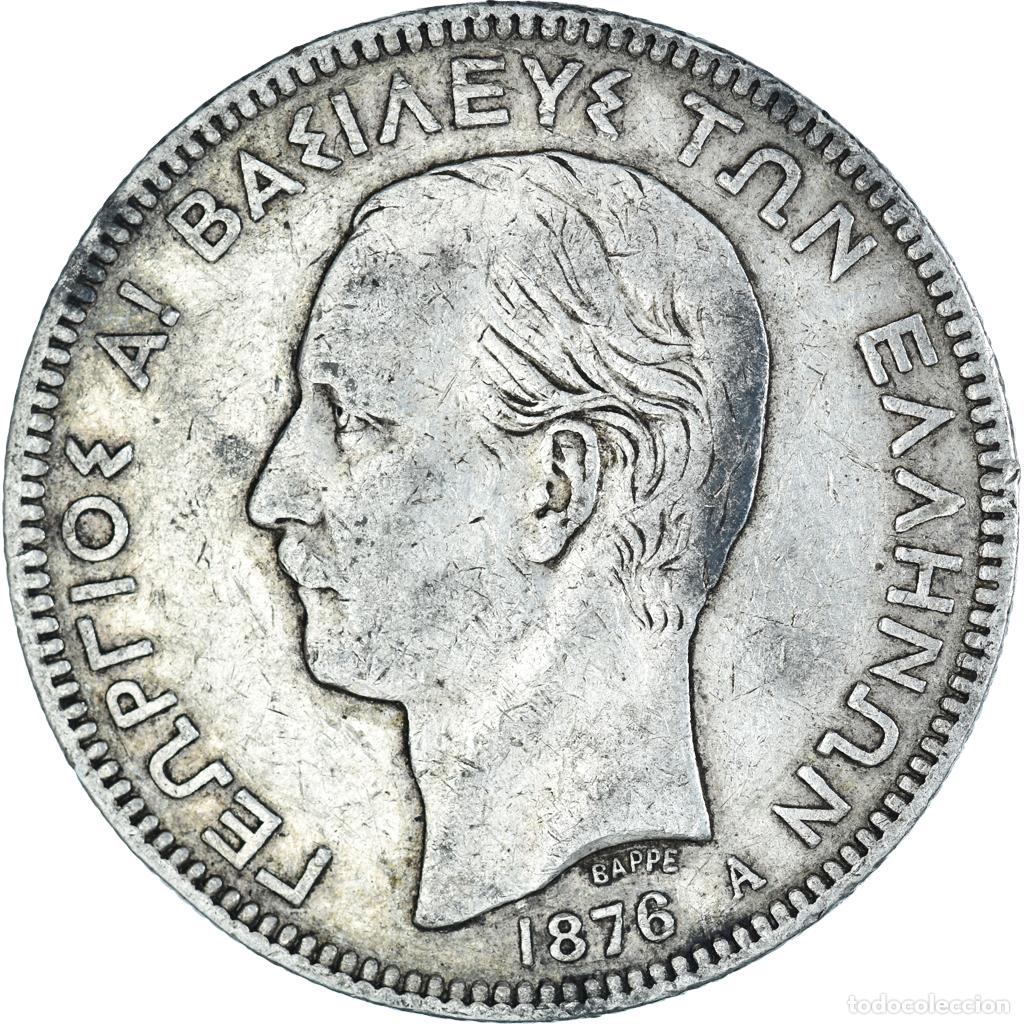 Monedas antiguas de Europa: [#1063513] Moneda, Grecia, George I, 5 Drachmai, 1876, Paris, BC+, Plata, KM:46