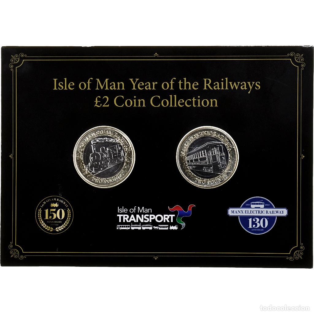 Monedas antiguas de Europa: [#1287629] Isla de Man, Charles III, 2 x 2&pound;, Year of the Railways, 2023, Tower mint, BU