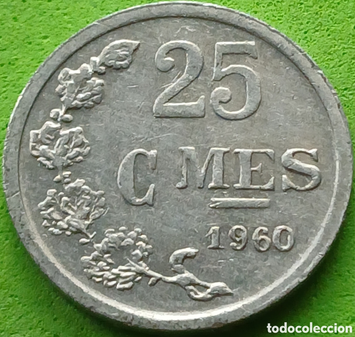Monedas antiguas de Europa: Luxemburgo 25 c&eacute;ntimos 1960 km#45a alineaci&oacute;n moneda