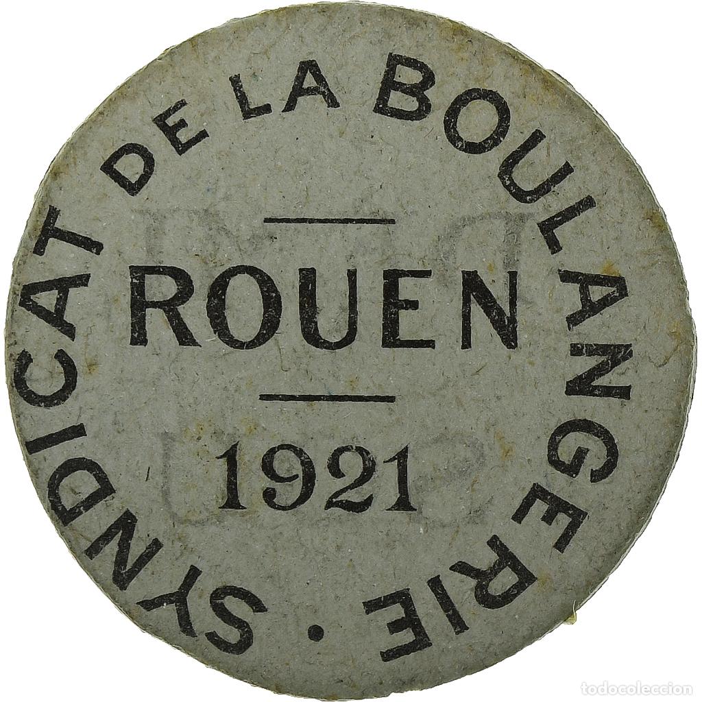 Monedas antiguas de Europa: [#1286999] Francia, Demi sou, Syndicat de la boulangerie, Rouen, 1921, Cardboard, MBC