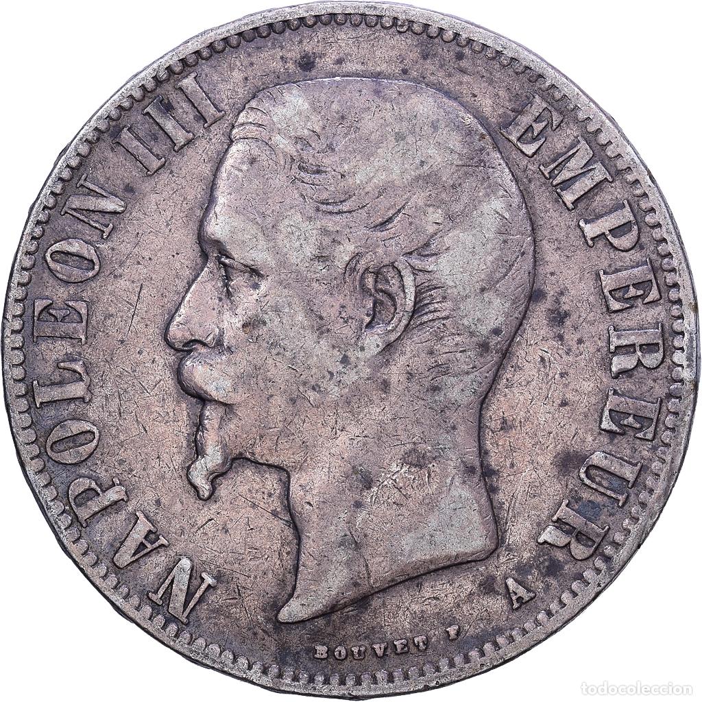 Monedas antiguas de Europa: [#1531274] Francia, Napoleon III, 5 Francs, 1856, Paris, BC+, Plata, KM:782.1, Gadoury:734