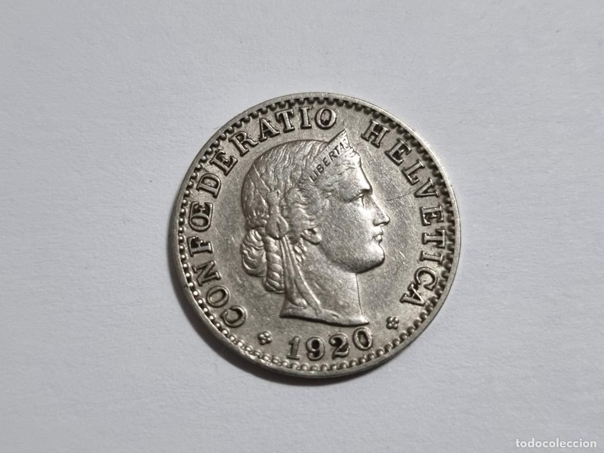 Monedas antiguas de Europa: Antigua Moneda Suiza 20 Rappen 1920 Confederacion Helvetica Coleccionista