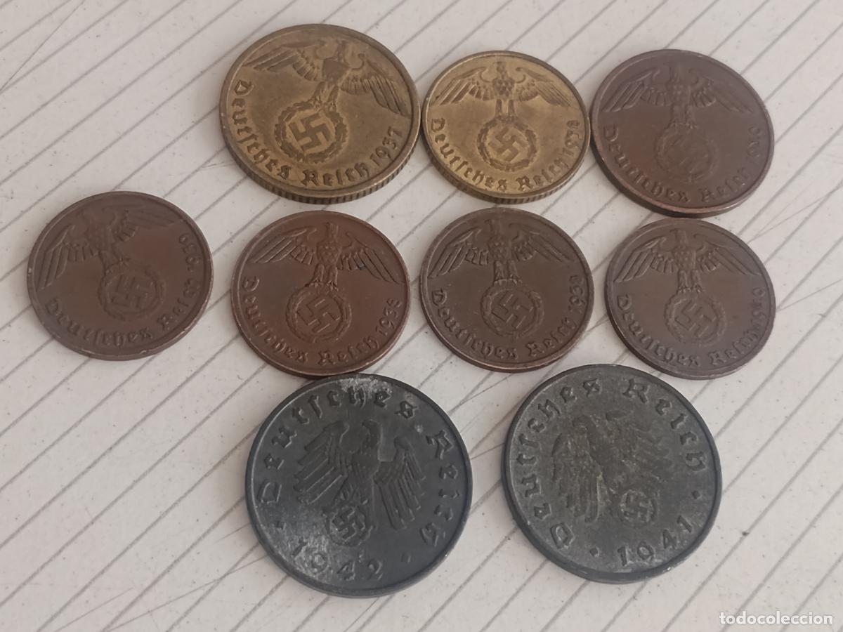 Monedas antiguas de Europa: Alemania nazi. 9 monedas. SVASTICA