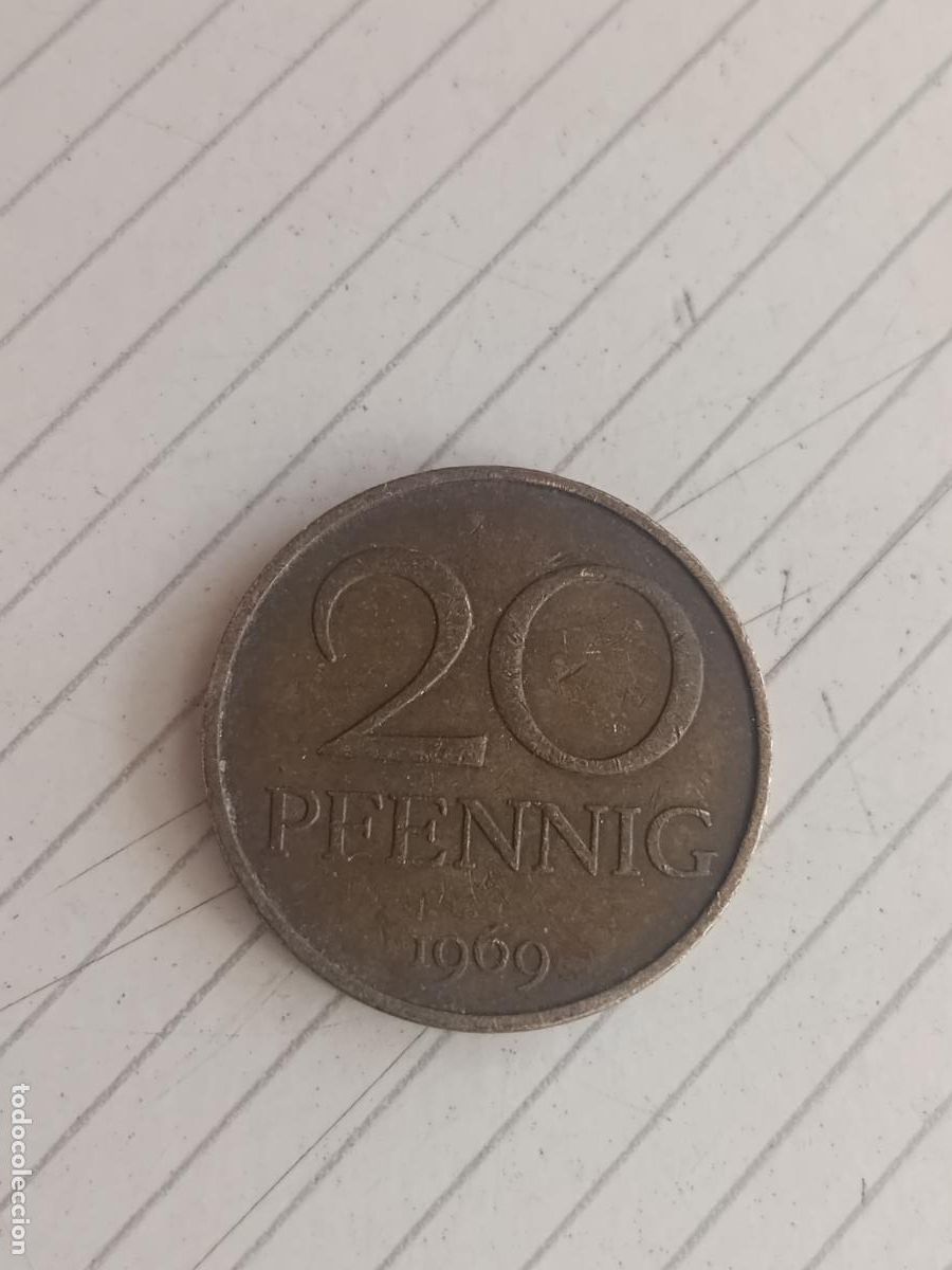 Monedas antiguas de Europa: Alemania Oriental RDA. 20 pfennig 1969