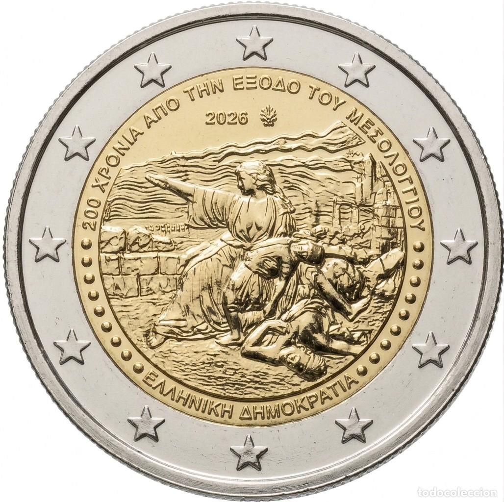 Monedas antiguas de Europa: Grecia 2 Euros 2026 Conmemorativa &Eacute;xodo de Messolonghi Km 416 Nuevo Sc Unc