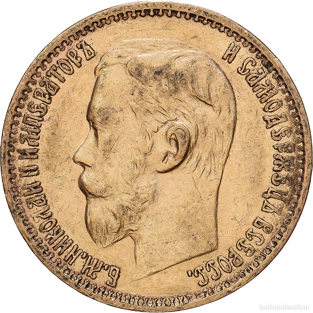 Monedas antiguas de Europa: [#1168076] Rusia, Nicholas II, 5 Roubles, 1898, St. Petersburg, Oro, MBC, KM:62