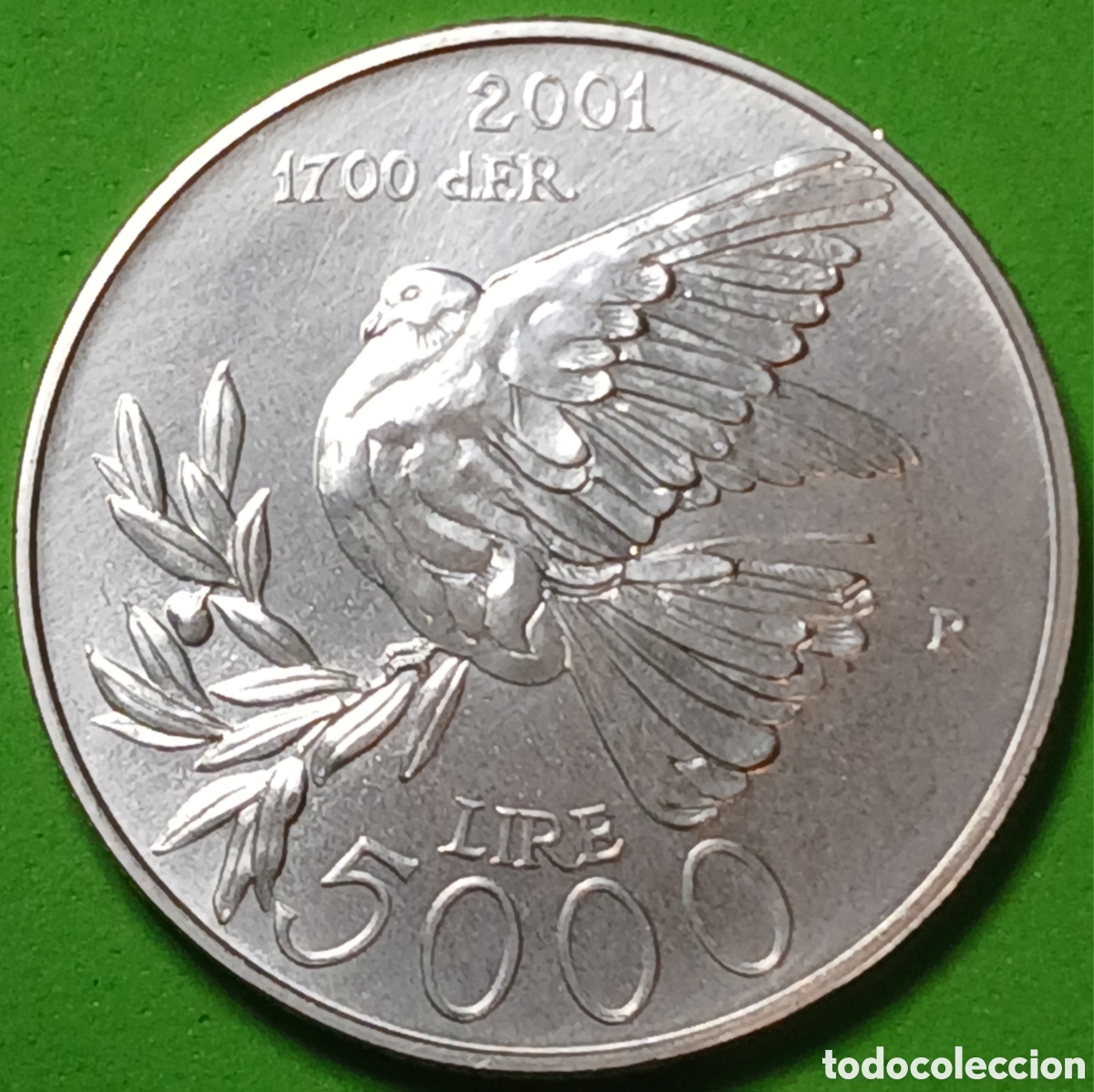 Monedas antiguas de Europa: San Marino 5000 liras 2001 km#431 Independencia/ plata