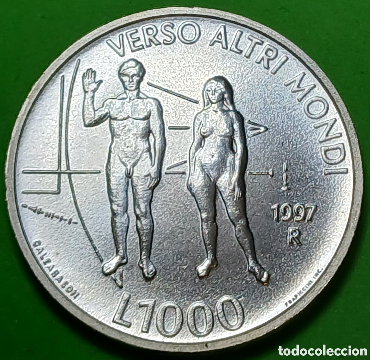 Monedas antiguas de Europa: San Marino 1000 liras 1997 km#369 Universo/ plata