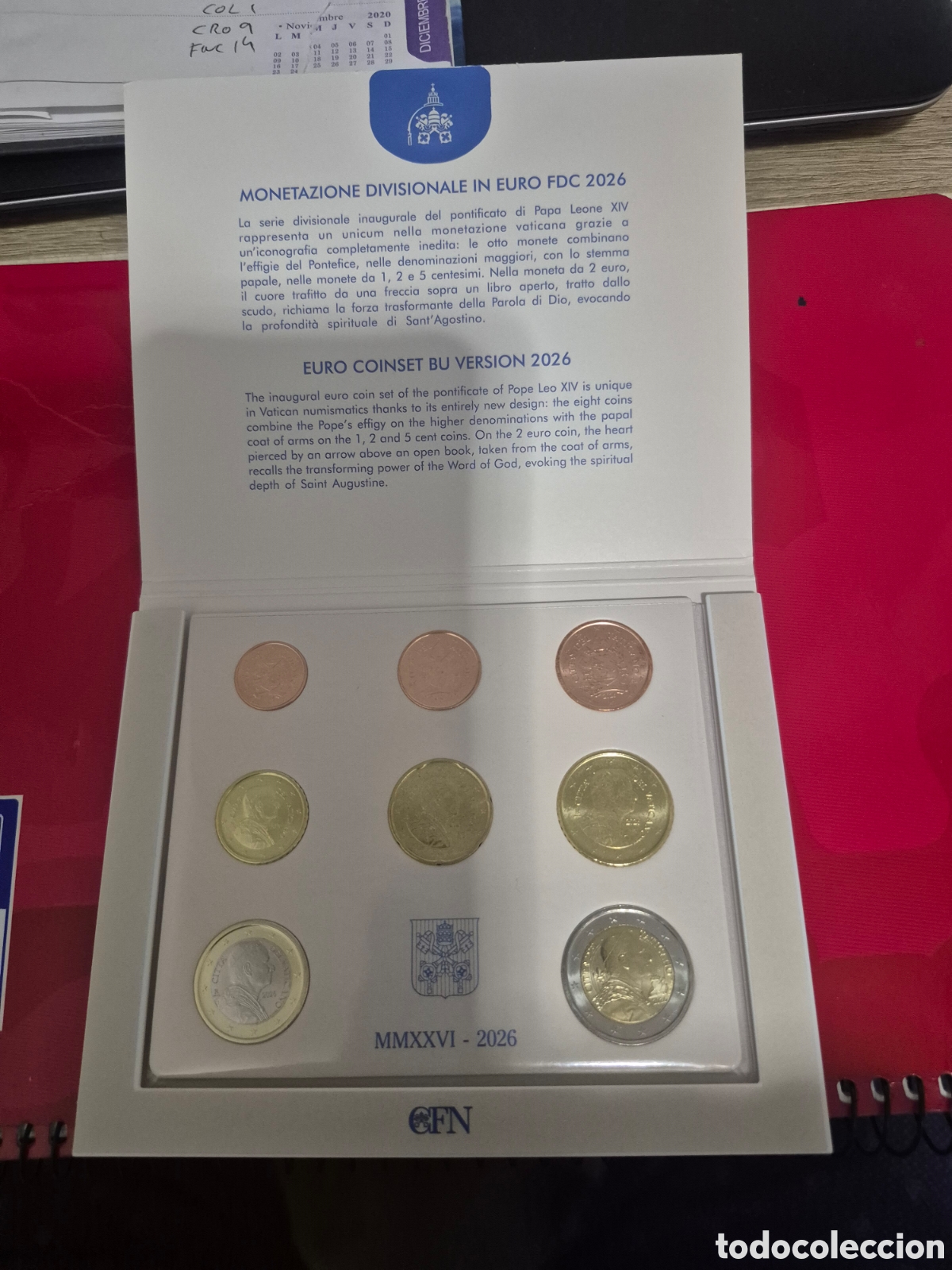 Monedas antiguas de Europa: Cartera Vaticano 2026 8 valores Le&oacute;n XIV