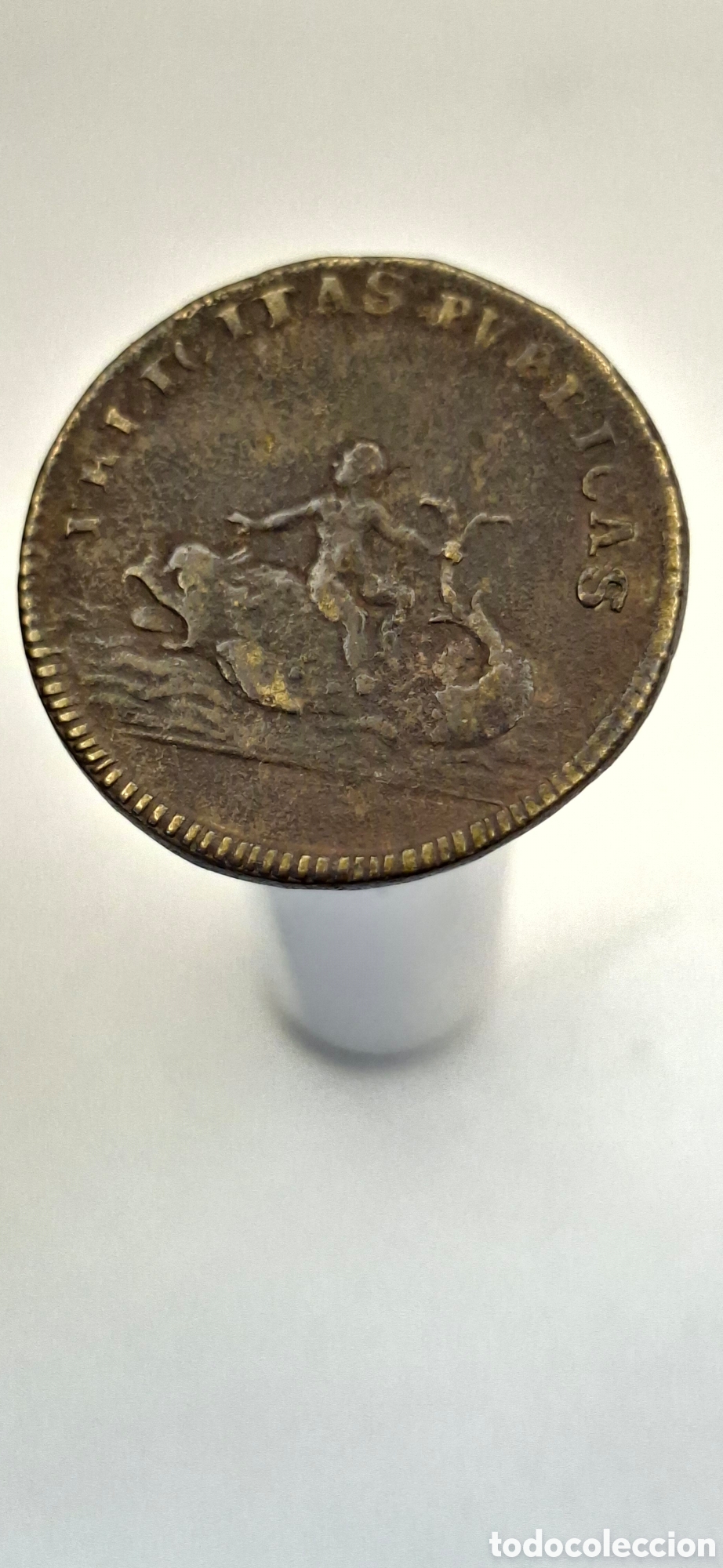 Monedas antiguas de Europa: ficha de c&aacute;lculo o jet&oacute;n de lat&oacute;n del siglo 18. Louis XVI. APR XVIII