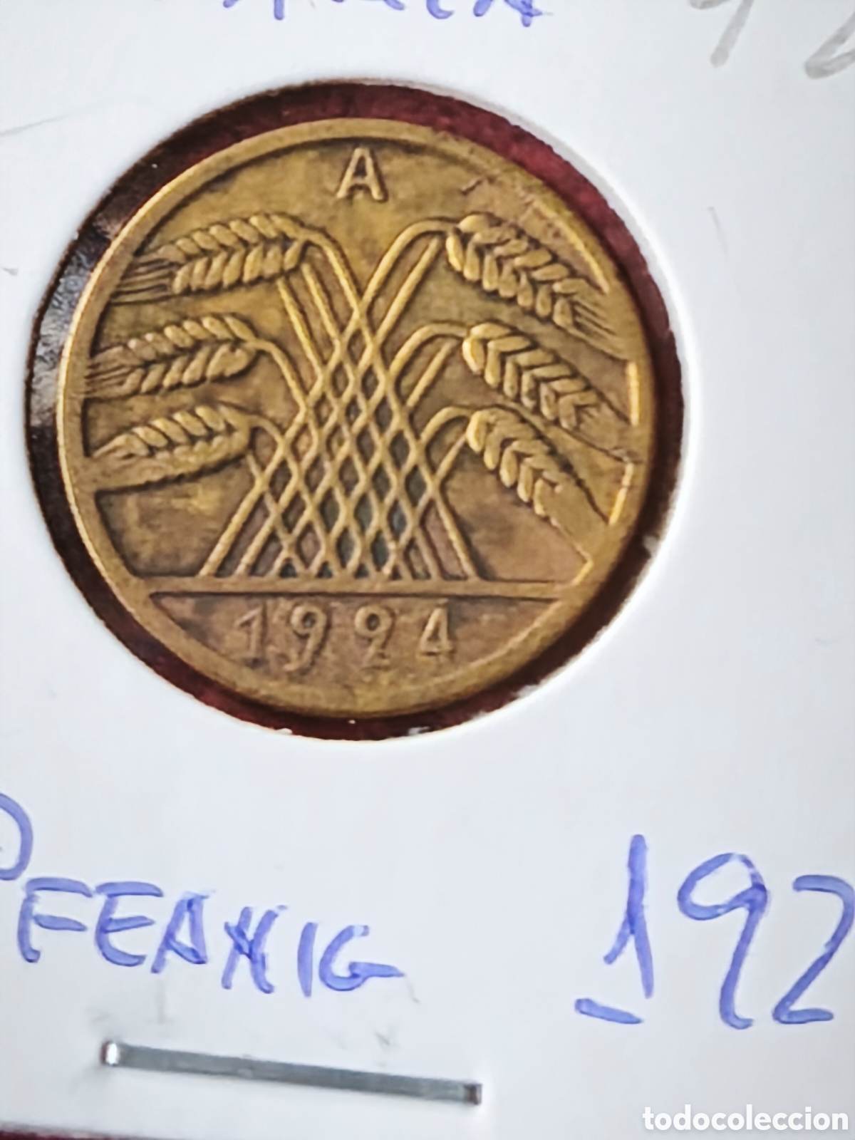 Monedas antiguas de Europa: Alemania. 1924. 10 pfennig
