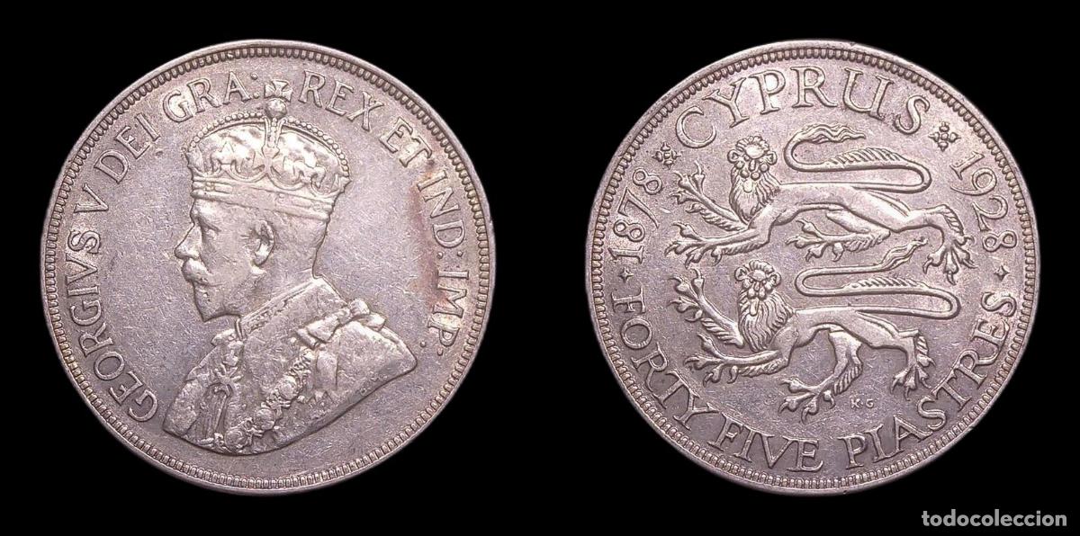 Monedas antiguas de Europa: CHIPRE CYPRUS GEORGE V 45 PIASTRES 1928