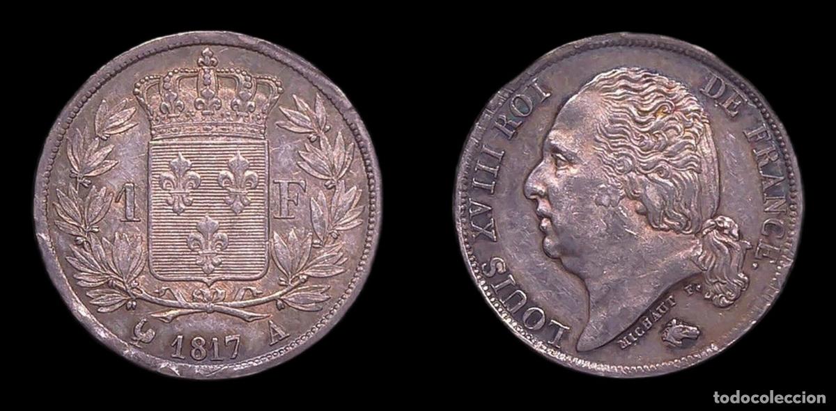Monedas antiguas de Europa: FRANCIA FRANCE LOUIS XVIII 1 FRANC 1 FRANCO 1817 A