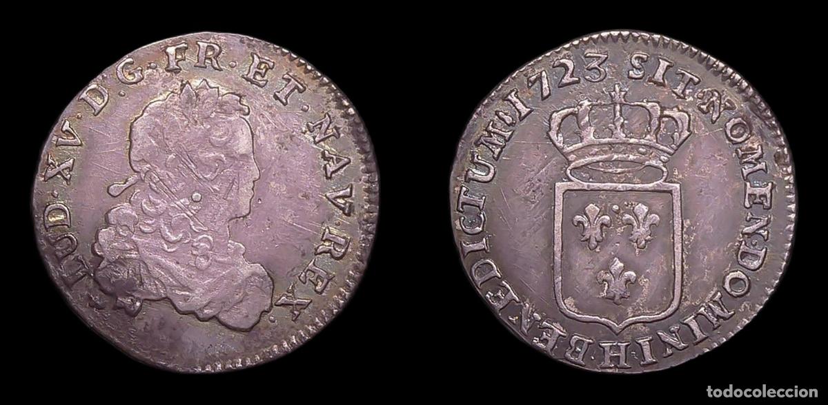 Monedas antiguas de Europa: FRANCIA FRANCE LOUIS XV 1/3 ECU 1723 H LA ROCHELLE 7,96g