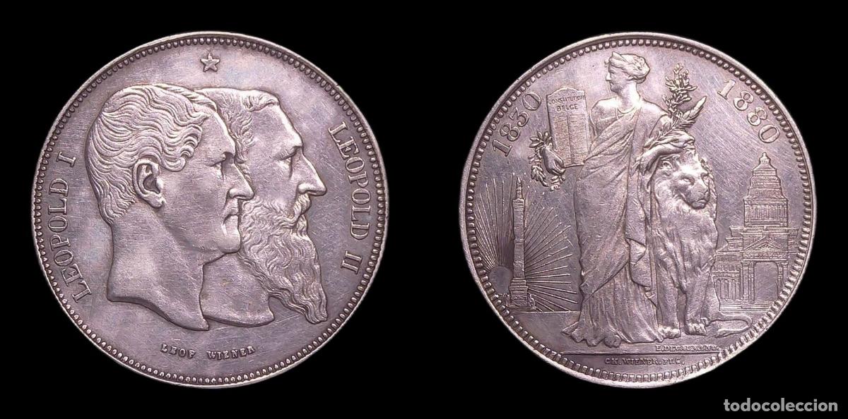 Monedas antiguas de Europa: BELGICA BELGIUM LEOPOLD I LEOPOLD II 5 FRANCS 5 FRANCOS 1880