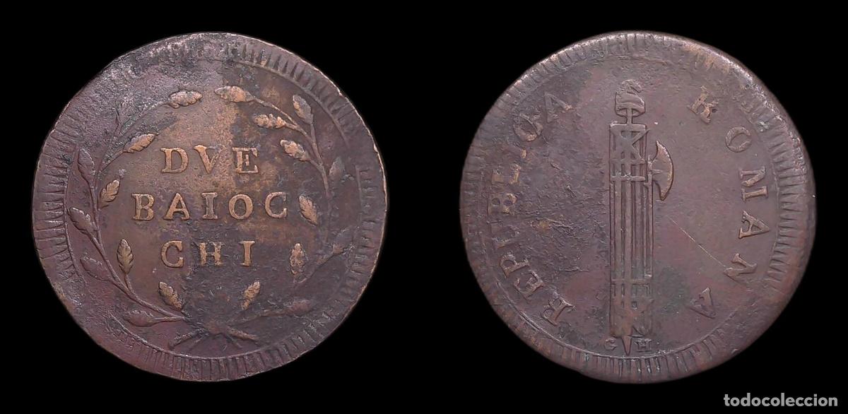 Monedas antiguas de Europa: ITALIA REPUBLICA ROMANA (1798-1799) 2 BAIOCCHI GH