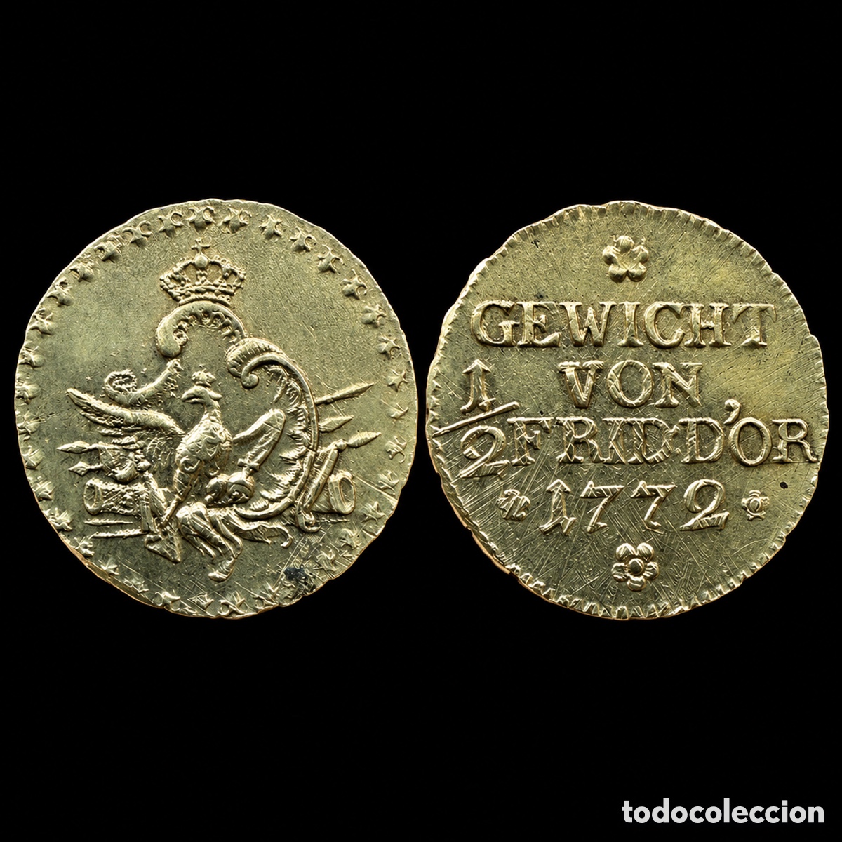 Monedas antiguas de Europa: 1/2 Friddor Frederic II 1772 Brandeburgo Prusia