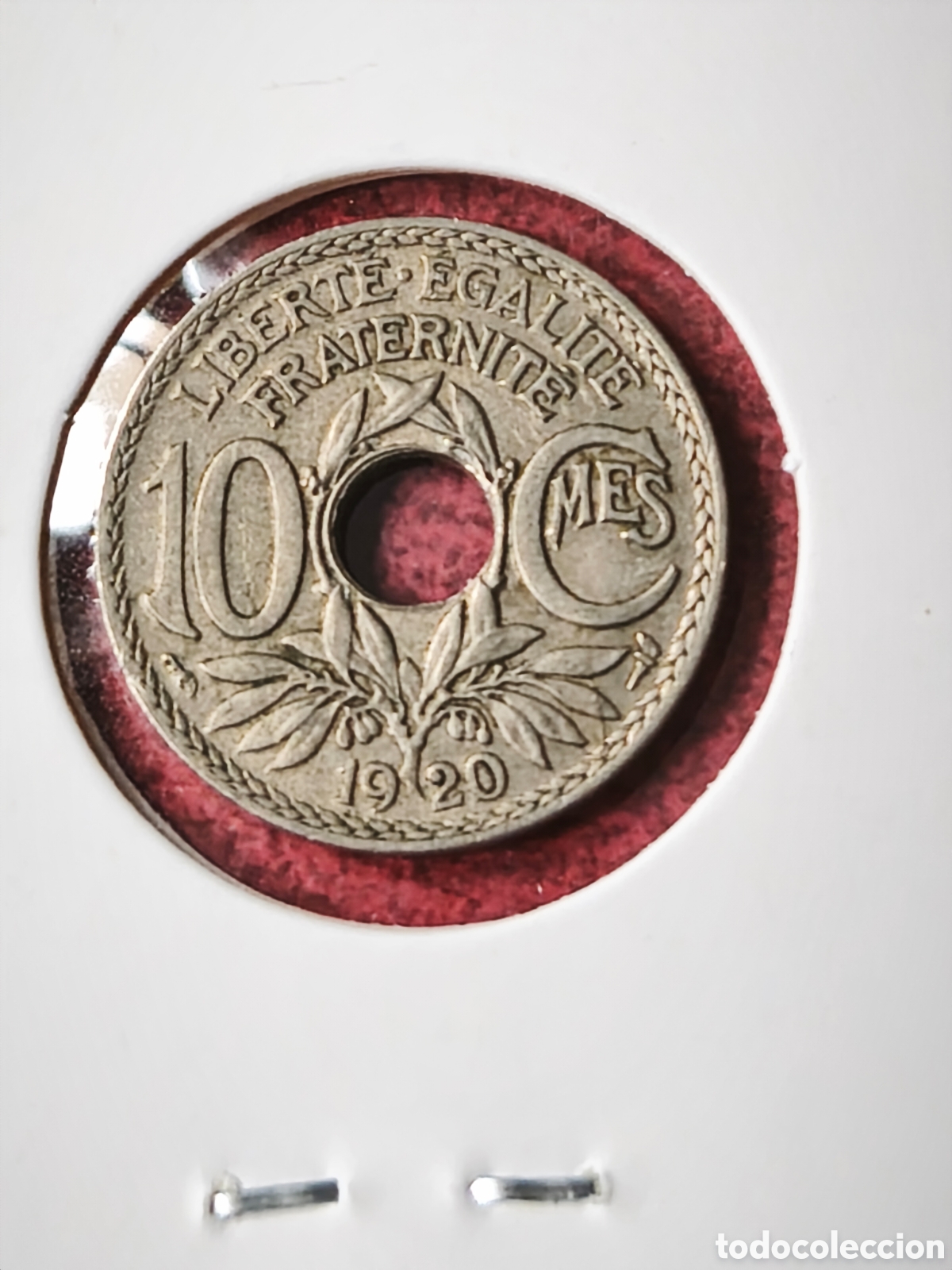 Monedas antiguas de Europa: Francia. 1920. 10 c&eacute;ntimos - Foto 2