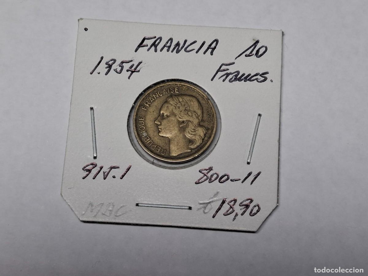 Monedas antiguas de Europa: 10 FRANCOS de 1954 KM 915.1 FRANCIA en MBC