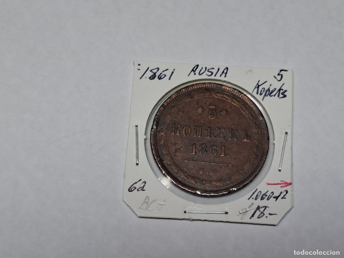 Monedas antiguas de Europa: 5 KOPEKS de 1861 KM 6a RUSIA en BC+