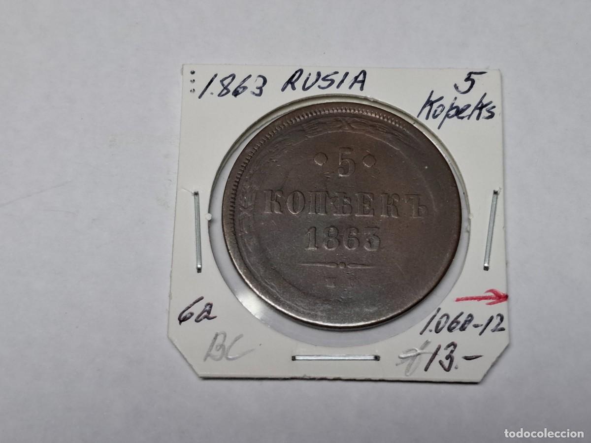 Monedas antiguas de Europa: 5 KOPEKS de 1863 KM 6a RUSIA en BC