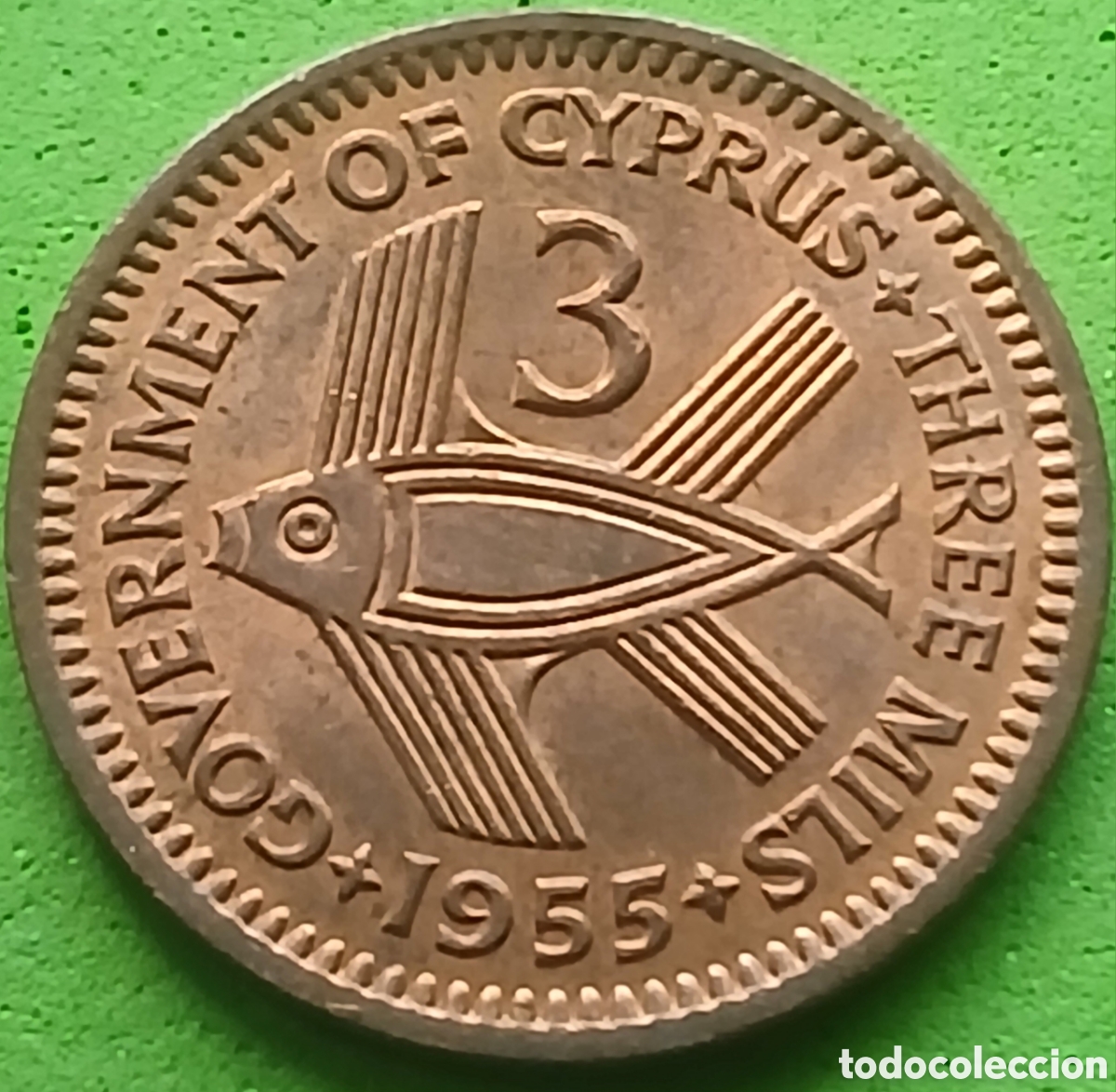 Monedas antiguas de Europa: Chipre 3 mils 1955 km#33