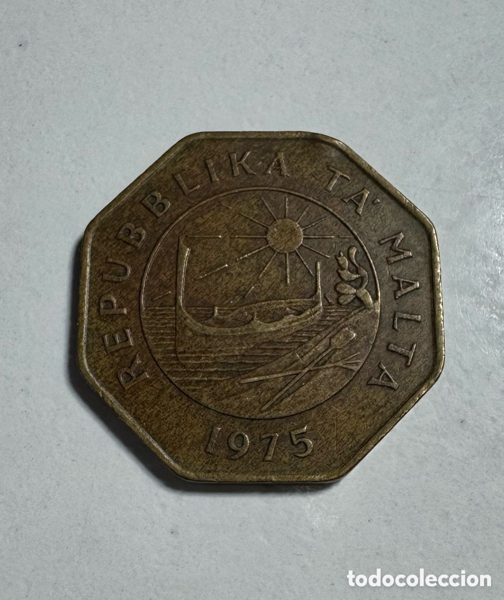 Monedas antiguas de Europa: Moneda 25 c&eacute;ntimos Malta 1975.