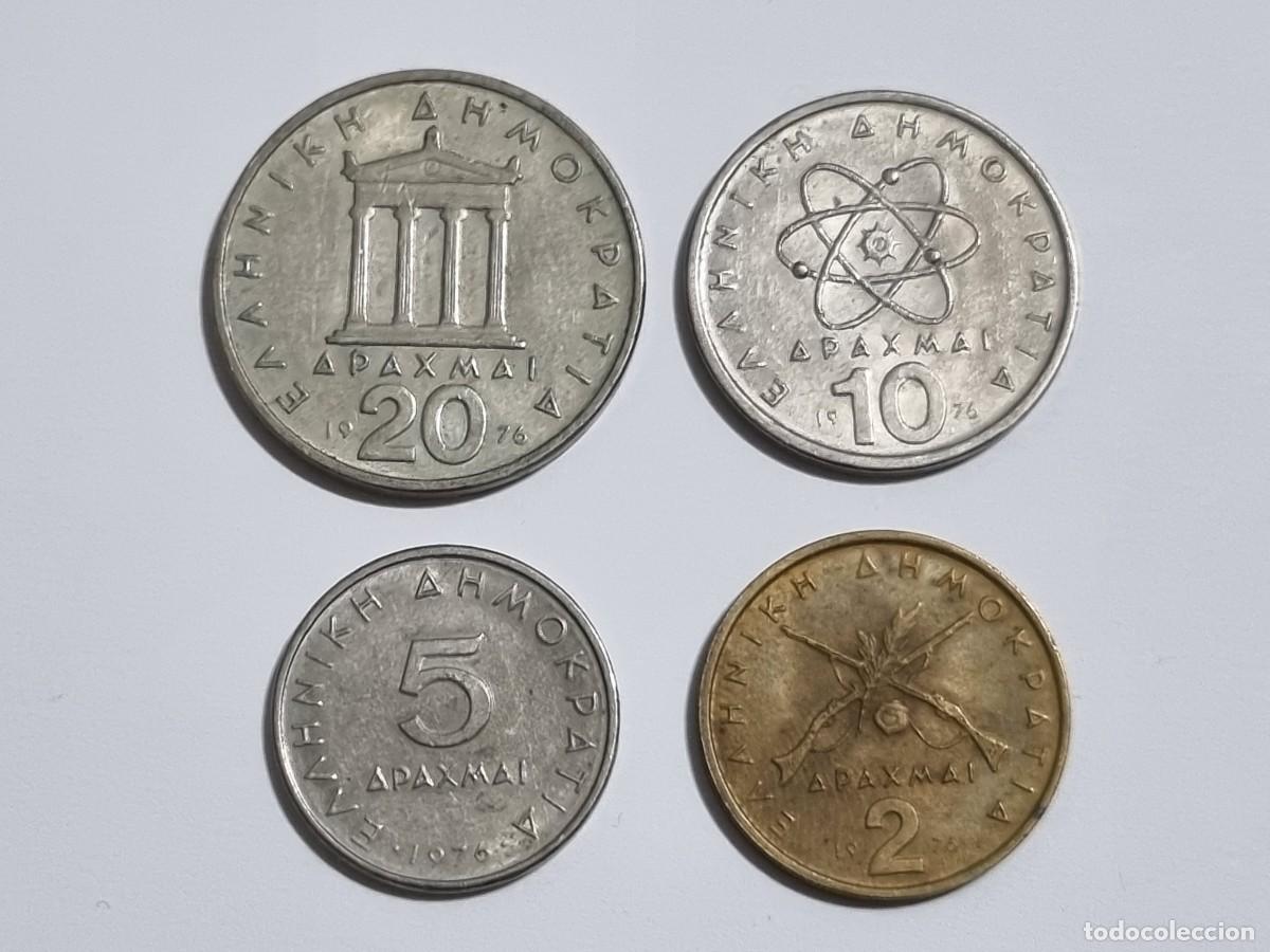 Monedas antiguas de Europa: Antigua Moneda Griega 20-10-5-2 Dracma 1976 Grecia Coleccionista