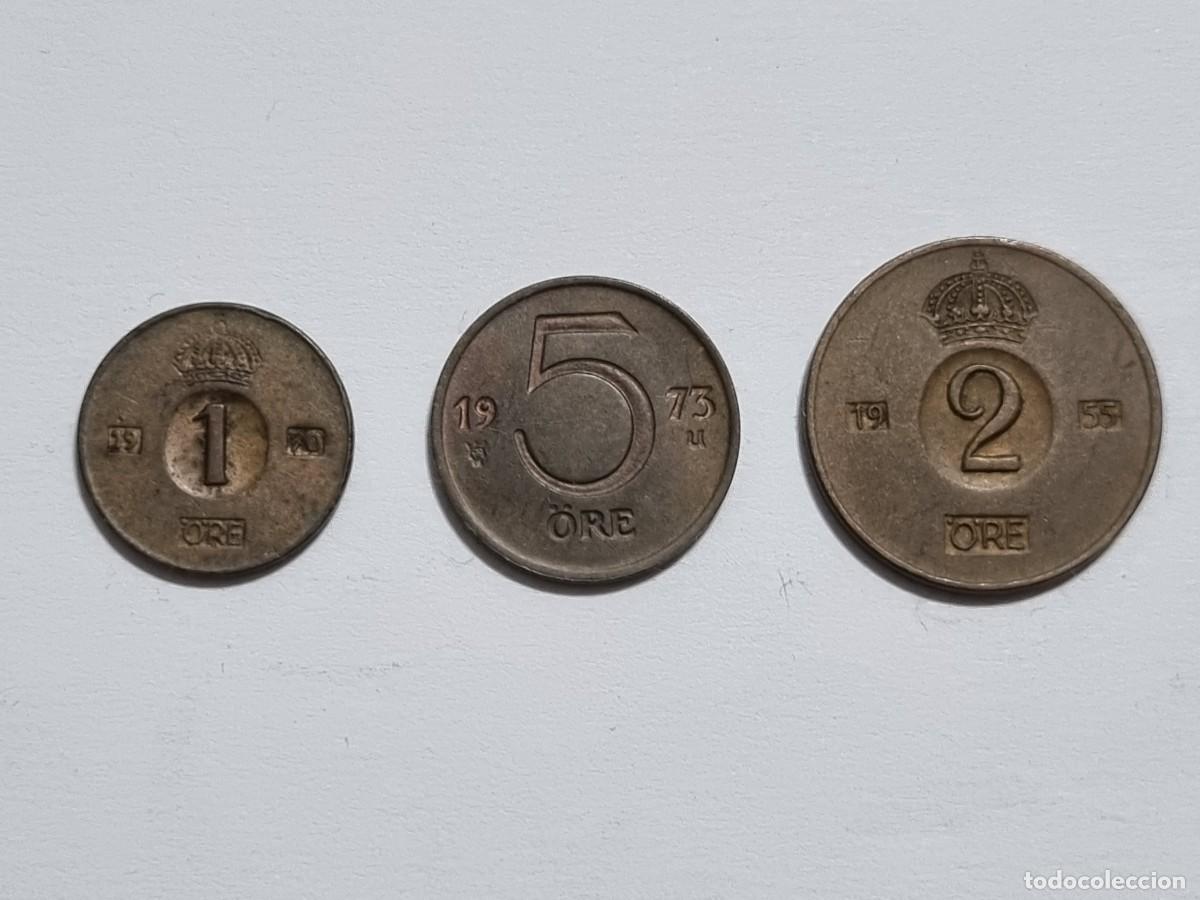 Monedas antiguas de Europa: Antigua Moneda Sueca 5-2-1 Ore 1955 1970 1973 Suecia Coleccionista