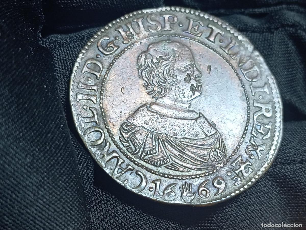 Monedas antiguas de Europa: Carlos II Rey Espa&ntilde;a Pa&iacute;ses Bajos espa&ntilde;oles B&eacute;lgica Amberes Imperio 1669