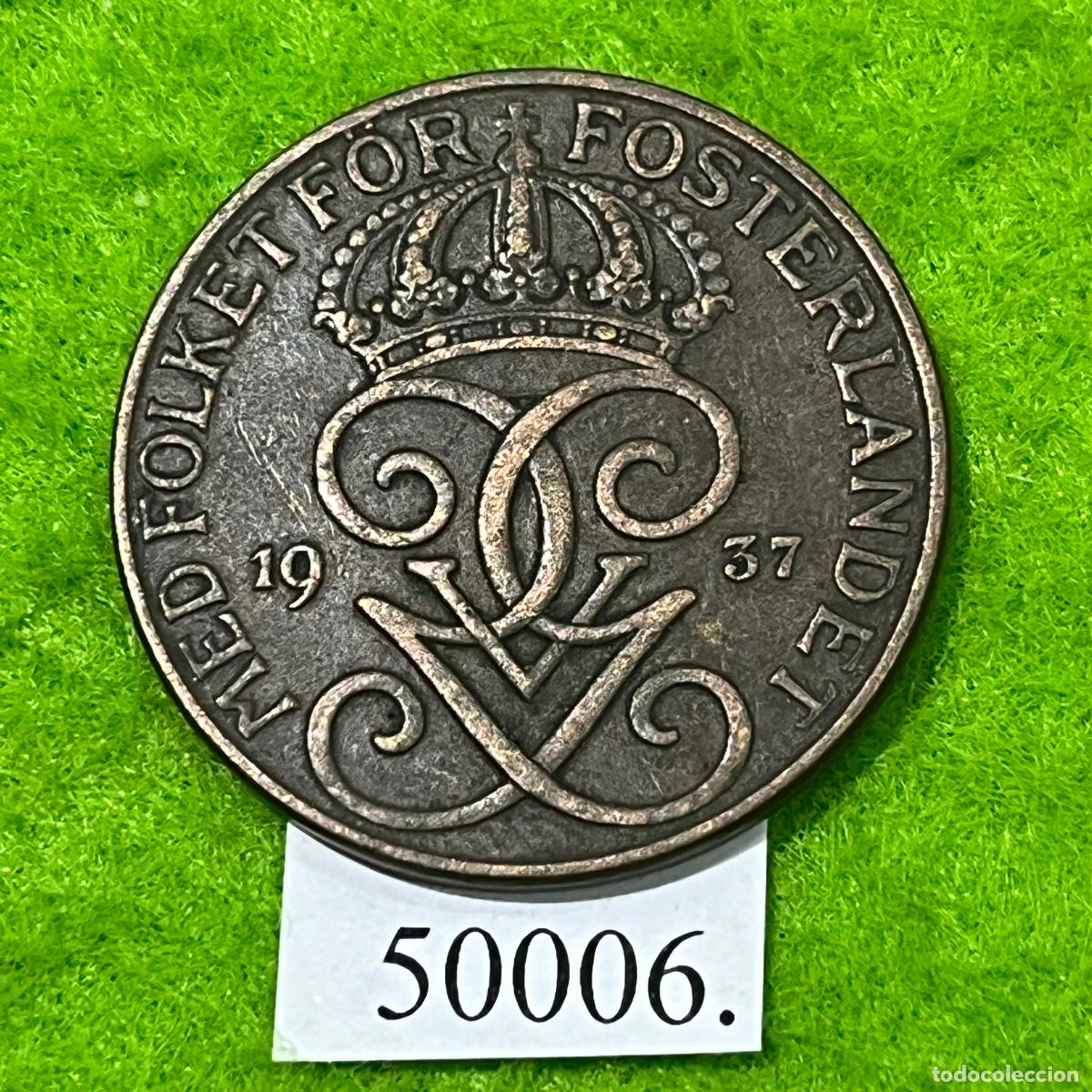 Monedas antiguas de Europa: Suecia, 5 ore, 1937 . ..