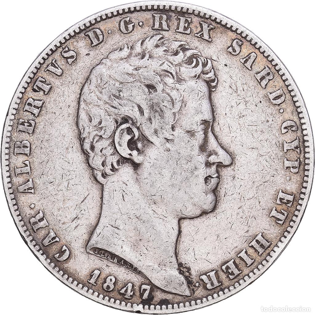 Monedas antiguas de Europa: [#1118385] Moneda, Estados italianos, SARDINIA, Carlo Alberto, 5 Lire, 1847, Genoa, MBC