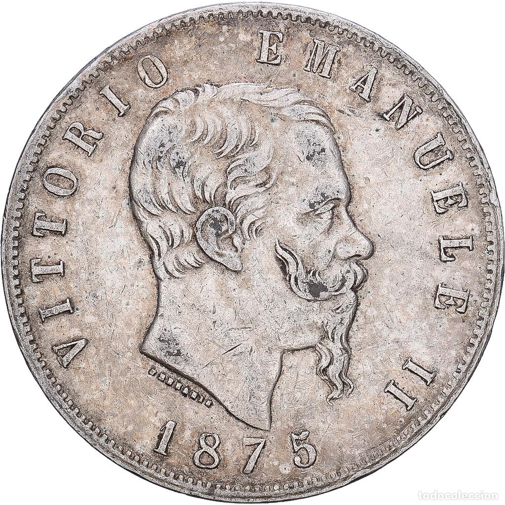 Monedas antiguas de Europa: [#1168178] Italia, Vittorio Emanuele II, 5 Lire, 1875, Milan, Plata, MBC, KM:8.3