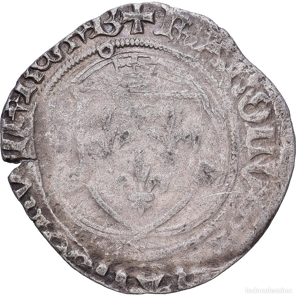 Monedas antiguas de Europa: [#1168358] Francia, Charles VII, Blanc &agrave; la couronne, Bourges, Plata, BC+, Duplessy:519