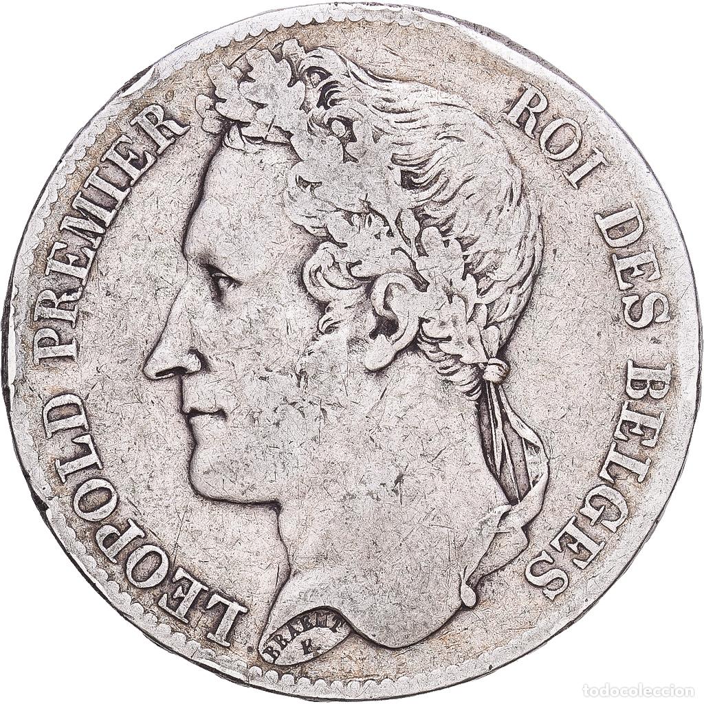 Monedas antiguas de Europa: [#1118384] B&eacute;lgica, Leopold I, 5 Francs, 1849, Brussels, Tranche A, BC+, Plata, KM:3